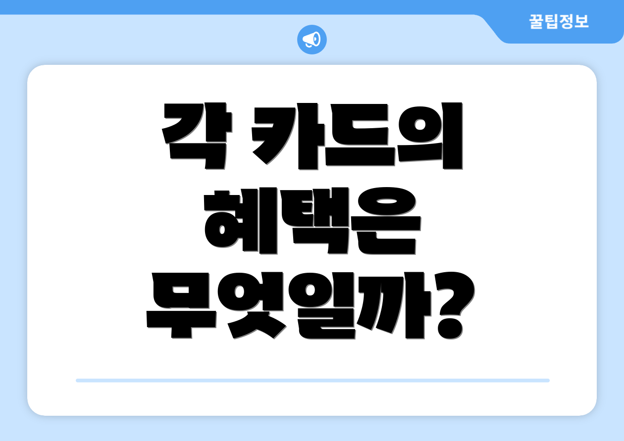 각 카드의 혜택은 무엇일까?