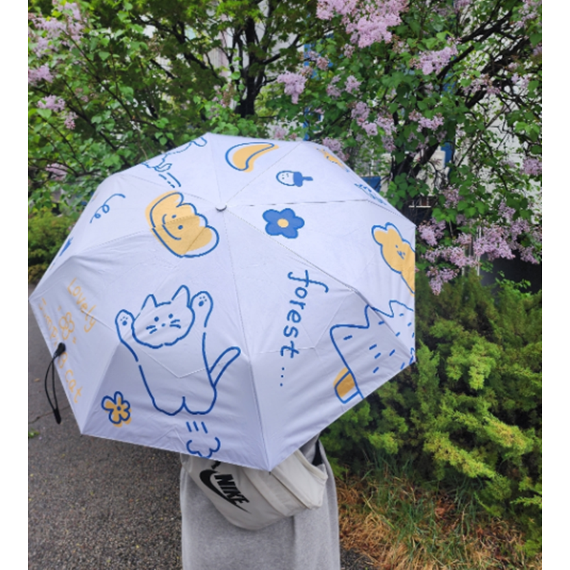 라비쉬바인 고양이 3단 초경량 양우산 암막 양산 상세 이미지 1