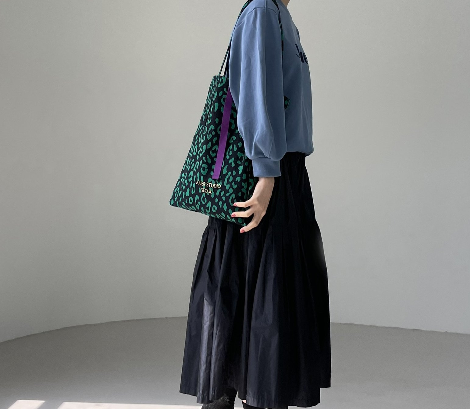 JOUER. 쥬에 레오파드 에코백 /그린 상세 이미지 2