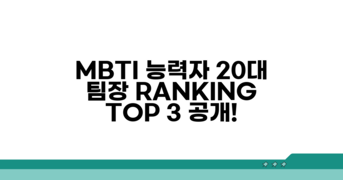 20대 팀장 MBTI 능력자 순위