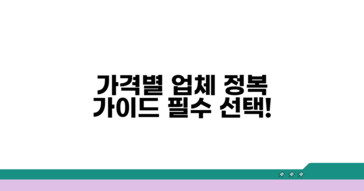 가격별 업체 선정 가이드