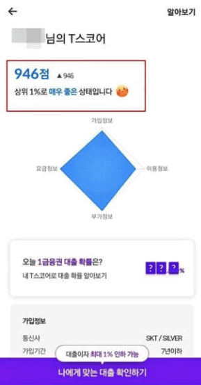 통신등급(점수) 확인