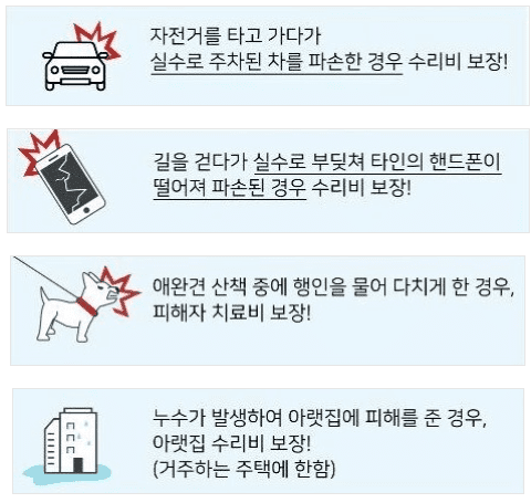 일상생활배상책임보험 보장 범위