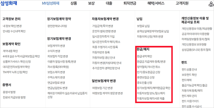 보험회사 홈페이지