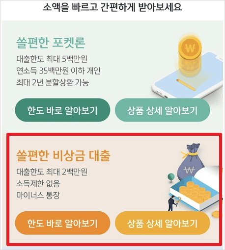 신한은행 쏠편한 비상금대출