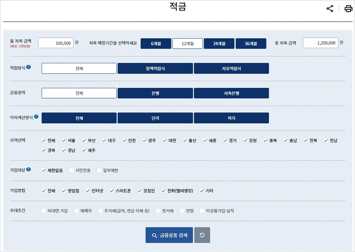금융감독원의 금융상품 한눈에