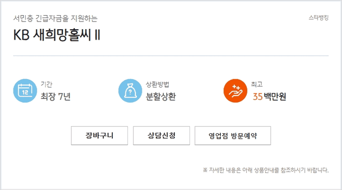 새희망홀씨 대출 국민은행
