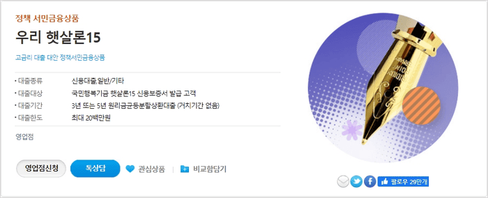 햇살론15 일반보증 신청방법