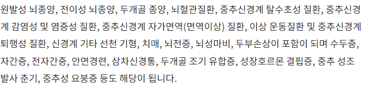 뇌MRI 건강보험 급여 대상 리스트